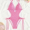 2027 Nuevo Modelo Comercio Exterior Transfronterizo Estilo Europeo y Americano Traje de Baño de Una Pieza con Flores Pequeñas Bikini Sexy Traje de Baño para Mujer Huludao