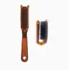 Pente portátil dobrável cor âmbar com orelhas de gato para alisar o cabelo com cerdas de porco, antiestático, que não puxa os fios, escova de cabelo volumizadora