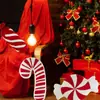 Nova Almofada de Pelúcia para Muleta de Presente de Natal Decoração de Atmosfera Natalina Almofada de Muleta Listrada em Vermelho e Branco