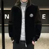 Casaco de Inverno Masculino Veludo de Visão Algodão Cor Lisa Espessado Quente Jaqueta Tendência Moda Imitação de Pelo Curto