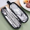 Amazon Transfronteiriço Palito de Aço Inoxidável para Exterior Conjunto de Talheres Portátil de Aço Inoxidável Garfo, Faca e Colher Hashi Montado Conjunto de Silicone