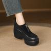 Mocasines de Cuero que Aumentan la Altura 10cm con Cremallera Frontal para Personas Bajitas, Modelo Primavera 2026, Zapatos de una Sola Pieza con Parches de Suela Gruesa, Zapatos de Cuero con Tacón de Cuña