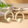 Pendientes de Aro Exagerados Únicos de Rafia, Pendientes Largos Estilo Vacaciones, Joyería Transfronteriza de Primavera, Venta al por Mayor de Pendientes