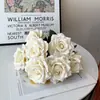 Ramo de 7 Rosas Transfronterizo, Flores Artificiales, Rosas Vintage, Rosas Cappuccino, Flores para Decoración de Bodas, Decoraciones de Pasillo
