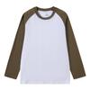 Sudadera de Algodón Puro de 220 g con Mangas Largas de Color Contrastante, Corte Holgado Casual, Mangas Empalmadas, Cuello Redondo, Versátil, Manga Raglán, Camiseta Base con Estampado