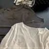 Blusa de Verão Fina com Proteção Solar, Manga Longa, Corte Solto e Versátil, Decote V Relaxado, Estilo "Old Money", Feita de Lyocell e Linho para Mulheres