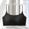 Sutiã Camisola de Seda de Gelo Sem Costura com Efeito de Franzido, Sutiã Estilo Colete Sem Fio, Coleta Lateral dos Seios, Estilo Fino, Sutiã Esportivo com Costas Bonitas