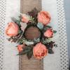 Corona de Portavelas con Capullos de Rosa Simulados para Decoración de Mesa de Comedor en Casa, Corona para Arreglos de Fiestas y Celebraciones de Bodas