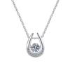 Collar Colgante de Plata de Ley 925 para Mujer, Corazón Palpitante Moissanita Dinámico en Forma de U Herradura Cadena para Clavícula, Venta al por Mayor de Fábrica Transfronteriza
