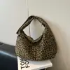 Bolso Cruzado Vintage con Estampado de Leopardo para Mujer, Bolso de Hombro Versátil de Diseño Casual de Nicho, Bolso de Lona Estilo Coreano Tipo Dumpling
