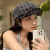 Boina Cuadros Estilo Coreano para Mujer 2026 Nuevo Sombrero de Primavera, Gorra Pico de Pato, Sombrero Octogonal Adelgazante, Boina de Pintor, Estilo Delgado