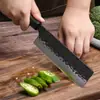 Comercio Transfronterizo Cuchillo de Cocina Estilo Japonés 50Cr15Mov Hoja Martillada Cuchillo para Filetear Pescado Mango Octagonal Juego de Cuchillos