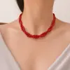 Nuevo Collar de Perlas Envueltas de Doble Capa para Mujer, Cadena Versátil para la Clavícula de Estilo Francés de Lujo Ligero y Nicho con un Toque de Alta Gama