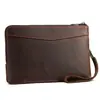 Bolso de Mano Europeo, Americano y Japonés de Cuero Crazy Horse para Hombres y Mujeres, Bolso de Muñeca Grande Multifuncional de Gran Capacidad para Negocios de Cuero Genuino