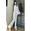 Calça Jeans Branca Flare Estilo Americano para Mulheres, Outono e Inverno, Cintura Alta, Slim Fit, Caimento Fluido, Comprimento Estendido, Calça Bootcut Comprimento Total