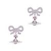 Nuevos Días de Perlas de la Emperatriz Viuda Plata Rosa Circonita Esfera Moño Planeta Tridimensional Aretes Collar