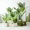 Planta de Simulación Tortuga Bambú Planta Verde Árbol Falso Decoración Planta en Maceta Grande Sala de Estar Interior Paisaje de Suelo Adorno de Paisajismo Árbol