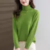 26 Nuevo Top de Capa Interior Grueso Holgado Otoño/Invierno para Mujer, Elegante Cuello Alto Cálido Nuevo Suéter de Punto Color Boda
