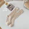 Calcetines para Mujer de Cinco Capas Luo Kou Torcidos Calcetines Ins de Moda Estilo Japonés Etiqueta de Tela Color Sólido Calcetines Apilados Estilo Fresco Pequeño Algodón Peinado para Mujer
