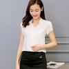 Caidaifei 2025 Verão Novo Estilo Coreano Roupas Femininas Slim Tamanho Grande Cor Pura Camiseta Básica Camisa de Manga Curta Camisa de Chiffon Feminina