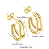 Pendientes de Aro Lisos Doble Capa de Acero Inoxidable, Estilo Minimalista Transfronterizo Europeo y Americano, Pendientes Versátiles de Moda y Tendencia para Mujer al por Mayor