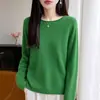 Suéter feminino transfronteiriço, novo estilo para o outono de 2026, blusa de tricô com gola redonda, caimento solto, plus size, fina e leve, adequada para usar em camadas.