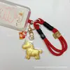 Llavero de Dibujo Animado del Año del Caballo Dorado, Colgante Dorado, Joyería, Cadena para Bolso y Teléfono, Venta al por Mayor de Regalos