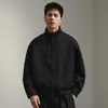 Chaqueta de retazos a cuadros retro americana de alta gama para hombre, nuevo estilo de otoño, holgada y simple, abrigo casual con cremallera
