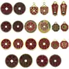Adornos de Monedas de Espíritu de Montaña de Agujero Cuadrado de Cinabrio, Artesanías Vintage, Decoraciones de Monedas Estilo Antiguo de Cinabrio, Colgantes de Aleación Estilo Chino