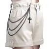 Joyería Transfronteriza Europea y Americana Estilo Diablo Personalidad Versátil Metal Colgante de Cruz Cadena de Pantalones Multicapa Hip-hop Accesorios de Mezclilla