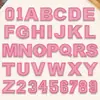 Parches de tela bordados con letras y números color rojo rosa brillante con adhesivo termofusible, versátiles para decoración de ropa, bolsos y accesorios