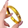 Pulsera de Latón con Recubrimiento de Oro de Alta Retención de Color, Efecto Hielo Brillante, Forma de Joroba, Anillo Sencillo Dorado Brillante para Mujer, Pulsera de Oro con Diseño de Escamas de Dragón