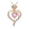 Colar de pedra de aniversário de doze anos em forma de coração de rosa Eternal Heart Cross-border novo presente de dia das mães da moda europeia e americana