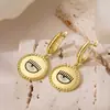 Pendientes Redondos Aogu Estilo Niche Europeo y Americano Chapado en Oro de 18 Quilates con Esmalte de Goteo Ojo del Diablo para Mujer, Pendientes Retro Sencillos