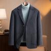 Traje de Lana de Doble Cara Otoño e Invierno Nuevo Traje Simple Slim de Pata de Gallo para Hombre Chaqueta Casual de Lana Ropa de Hombre