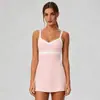 Falda de tenis transpirable de secado rápido estilo europeo y americano transfronteriza para mujer, falda deportiva de golf de una pieza de cintura alta anti-exposición, personalizable