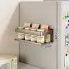 Estante de Almacenamiento Magnético para Refrigerador de Cocina con Portaespecias, Portarrollos de Papel de Cocina y Film Transparente, Gancho Doméstico sin Taladro