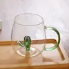 Novo Copo de Vidro Criativo para Suco e Leite Desenho Animado Transparente com Formato Tridimensional de Animal e Planta Copo de Água