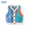Coletinho de Algodão Puro Bebê Dinossauro Pequeno Primavera e Outono Estilo Coreano Coletinho Infantil Algodão Penteado Infantil Cardigan Tricotado Infantil