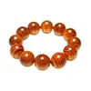 Pulseira de Madeira Âmbar de Madeira de Dragão de Sangue de Imperador Translúcida Agarwood da Montanha Changbai Cheia de Óleo Songmingzi 20MM Totalmente Jadeada Wenwan