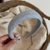 Diadema de tela a rayas estilo coreano con esponja y ala ancha, adecuada para frentes amplias, para lavarse la cara, cubrir mechones rebeldes y como accesorio para el cabello de uso diario para ir al trabajo.