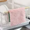 Pano de Veludo Coral Espesso Sem Fiapos Toalha de Lavar Louça Dupla Face Bicolor Cozinha Doméstica Limpeza Pano de Lavar Louça Esponja de Aço