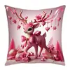 Nueva Funda de Almohada Rosa con Estampado de Muñeco de Nieve Temática Navideña Decoración Suave para el Hogar Cojín de Regalo Navideño Funda de Cojín Transfronteriza