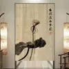Cortina de Puerta Retro China Estilo Zen Tela Cortina Parasol Dormitorio Sala de Té Cortina de Tela Divisoria Estilo Antiguo Baño Cortina Media