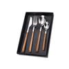 Vajilla de acero inoxidable 430 transfronteriza, cuchillo y tenedor con veta de madera, juego de cuchillo y tenedor para bistec de mango cuadrado estilo coreano, regalo, caja de regalo, venta al por mayor