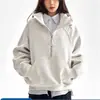 Sudadera con capucha y media cremallera High Street para hombre, Otoño Marca Americana de Moda Deportiva Casual con Capucha, Chaqueta Suelta Versátil para Pareja