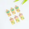 Caqui con Goteo de Aceite Buena Suerte Candado de Seguridad Colgante de Aleación Pulsera de Cuentas Hecha a Mano DIY Accesorios de Joyería Caqui Buena Suerte