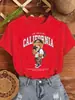 Camiseta de Mujer Estampado de Oso Calle California Moda Casual Moda Algodón Ropa Suelta Cuello Redondo Manga Corta