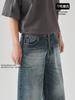 Jeans Casuales Rectos Sueltos de Algodón Puro para Hombre Estilo Americano High Street Vintage Tendencia Diseño