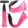 Pelucas Trenzadas de Colores Estilo Europeo y Americano, Coletas de Color Degradado, Trenzas de Espiga de Celebridades de Internet, Trenzas de Boxeadora de Tres Hebras para Discoteca